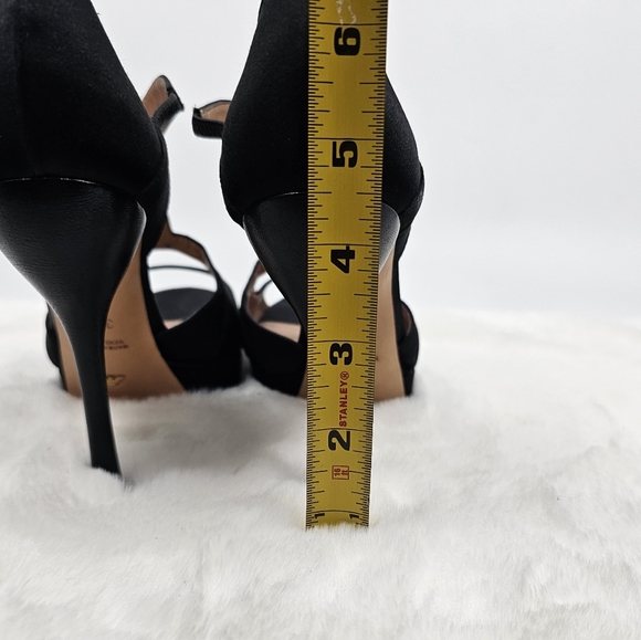 Emporio Armani black evening satin peep toe strappy slip on high heels 5.5 - Picture 5 of 12